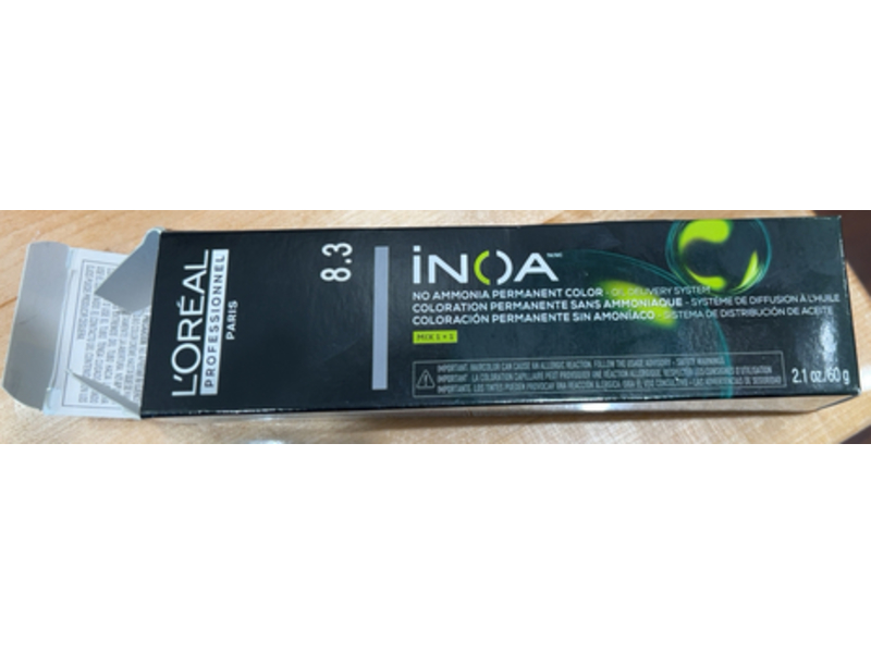 L'Oreal Inoa Permanent Color, 8.3 8G Gold Naturals, 2.1 oz/60 g