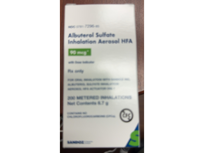 Albuterol Sulfate Inhalation Aerosol 90 mcg, 6.7 g, Sandoz (Rx)