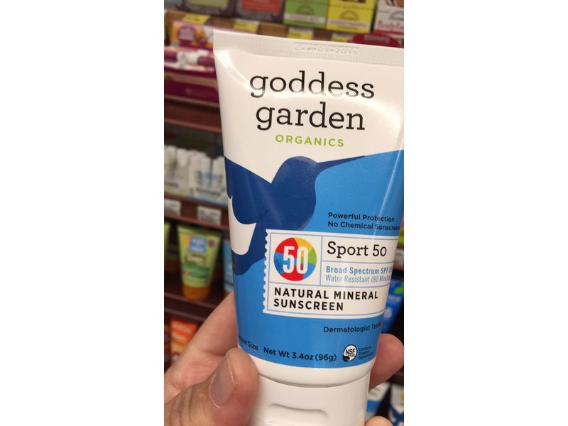 Goddess Garden Sports Natural Mineral Sunscreen, SPF 50, 3.4 oz.