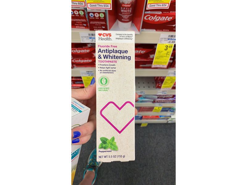 Cvs Health Fluoride Free Antiplaque & Whitening Toothpaste, 5.5 oz ...