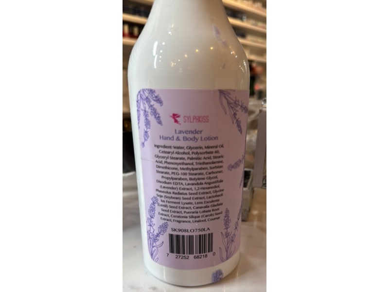 Sylphkiss Smooth And Hydrating Hand & Body Lotion, Lavender, 25 fl oz/750 mL