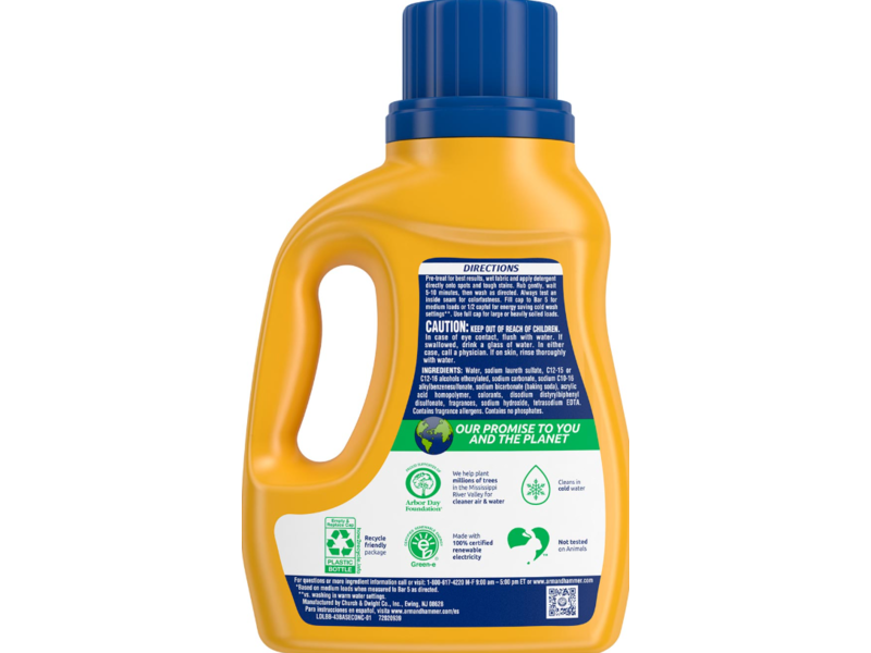 Arm & Hammer Powerfully Clean 2 In 1 Liquid Laundry Detergent, Clean Burst, 28 Loads, 28 fl oz/828 mL