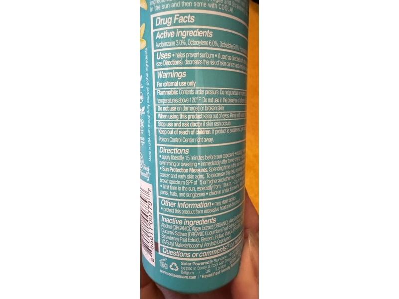 Coola Sunscreen Body Spray, Pina Colada, SPF 30, 3.0 fl oz/88 mL