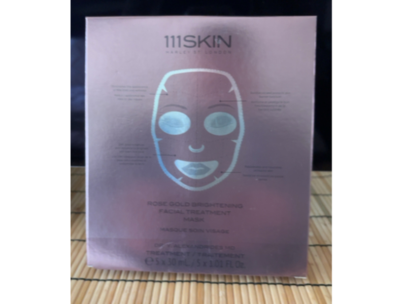 111Skin Rose Gold Brightening Facial Treatment Mask, 1.01 fl oz/30 mL, 5 Count