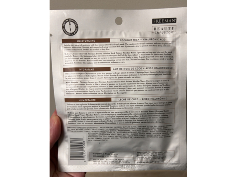 Freeman Beauty Infusion Moisturizing Hydrogel Mask, 0.95 oz/27 g