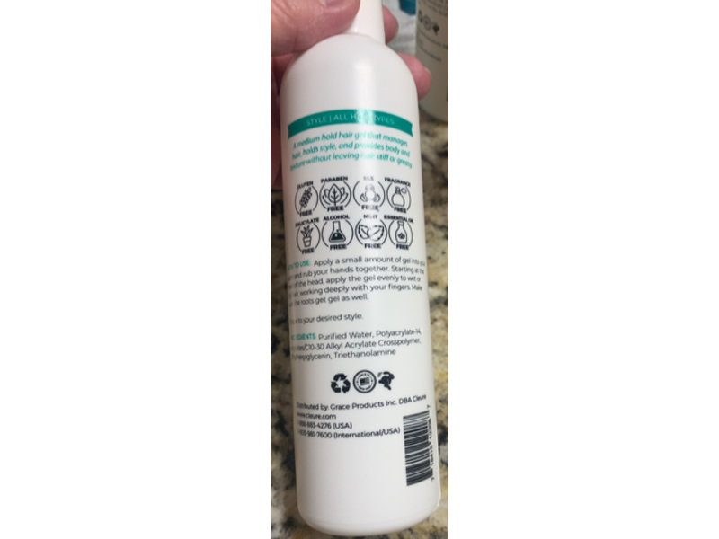 Cleure Hair Styling Gel, Fragrance Free, 8 fl oz/236.58 mL