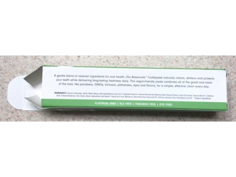 Ola Botanicals Toothpaste, Tulsi Mint, 3 oz/85 g