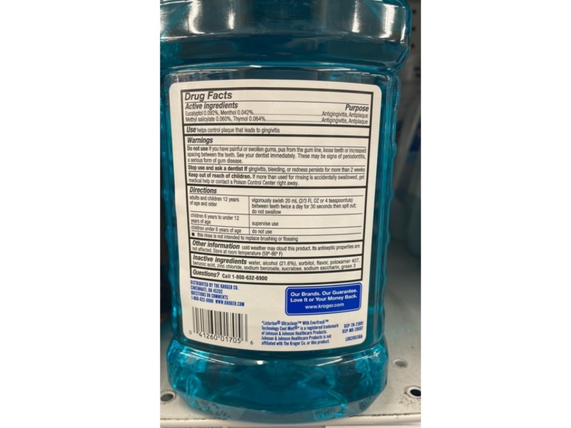 Kroger Tartar Control+ Antiseptic Mouth Rinse, Blue Mint, 50.7 fl oz/1.5 L
