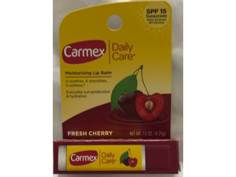 Carmex Moisturizing Lip Balm, Fresh Cherry, 0.15 oz/4.25 g, Pack Of 12