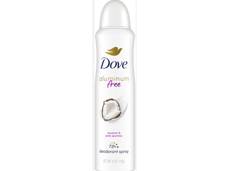 Dove 0% Aluminum Deodorant Spray, Coconut & Pink Jasmine, 4 oz/113 g, Pack Of 3