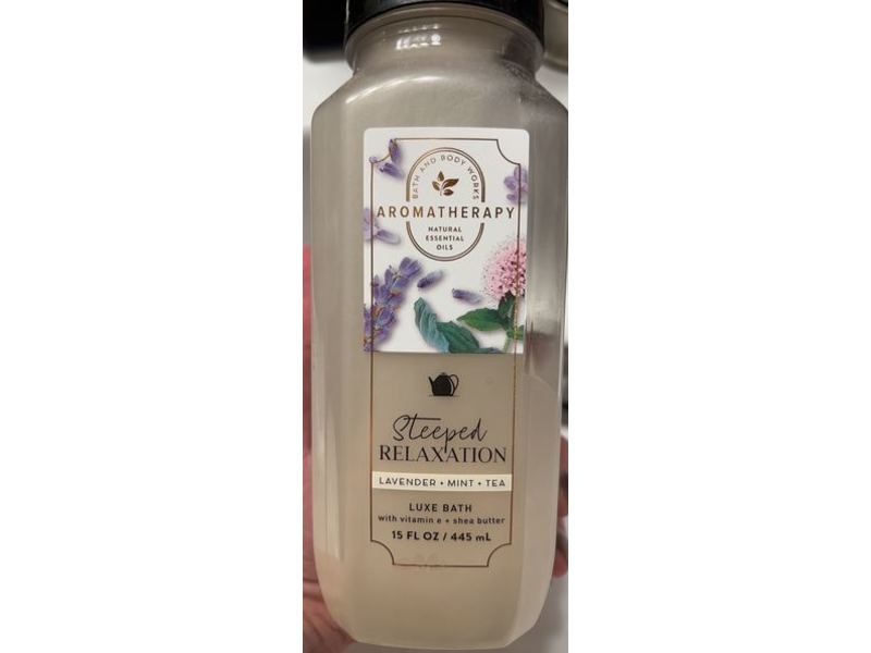 Bath & Body Works Aromatherapy Steeped Relaxation Luxe Bath, Lavender + Mint + Tea, 15 fl oz/445 mL