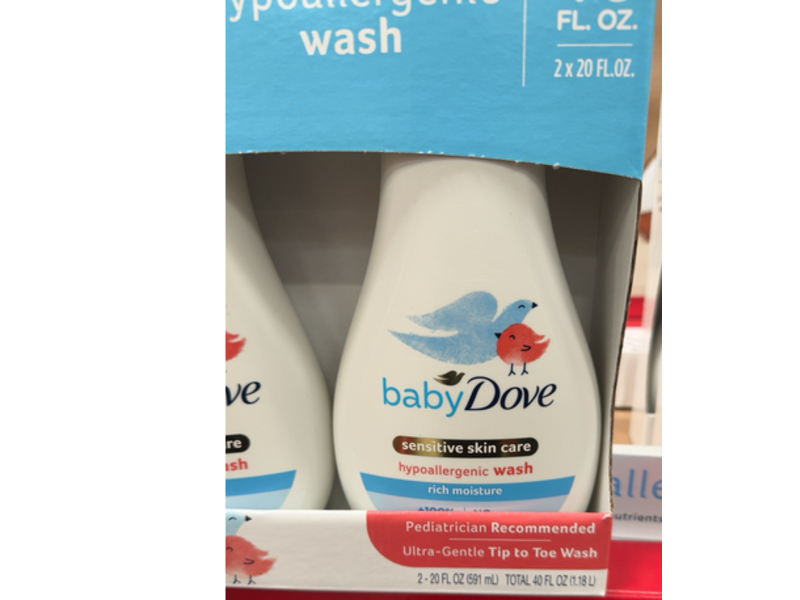 Baby Dove Sensitive Skin Care Rich Moisture Ultra - Gentle Tip - To - Toe Wash, 20 fl oz/591 mL, Pack Of 2