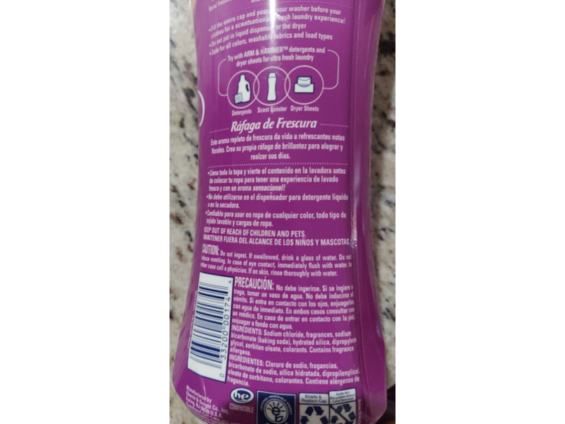Arm & Hammer Clean Scentsations In-Wash Scent Booster, Fresh Burst, 15 oz/425 g