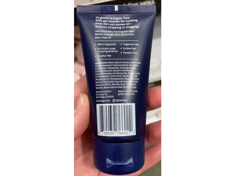 Curology Gentle Cleanser Lightly Foaming Face Wash, 1.4 fl oz/40 mL