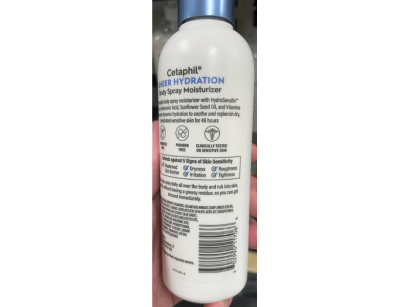 Cetaphil Body Spray Moisturizer, Fragrance Free, Sheer Hydration, 7 fl oz/207 mL