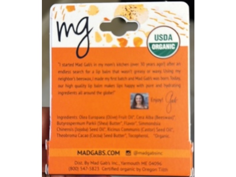 MADGABS Hydrating Lip Butter, Peach Mango, 0.15 fl oz/4.25 g