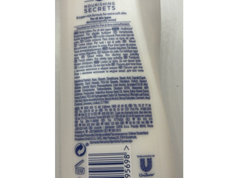 Dove Nourishing Secrets Indulging Ritual Body Lotion, Oat Milk & Acacia Honey, 250 mL