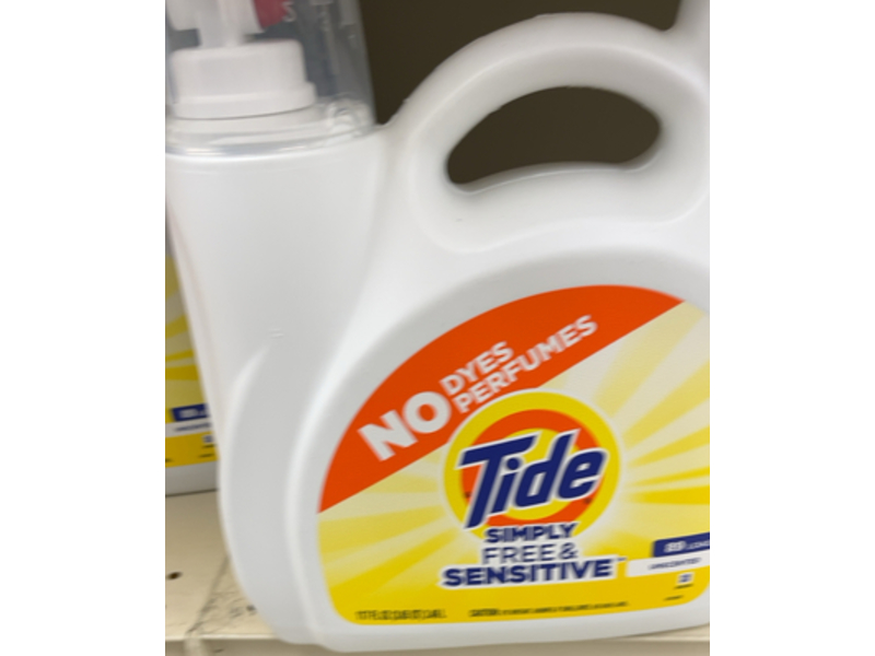 Tide Simply Free & Sensitive Laundry Detergent, Unscented, 89 Loads, 117 fl oz/3.46 L