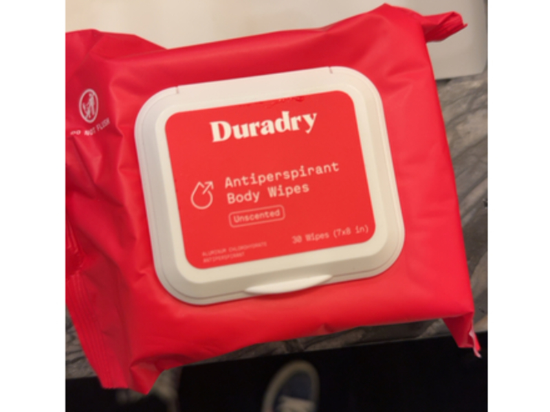 Duradry Antiperspirant Body Wipes, Unscented, 30 Count