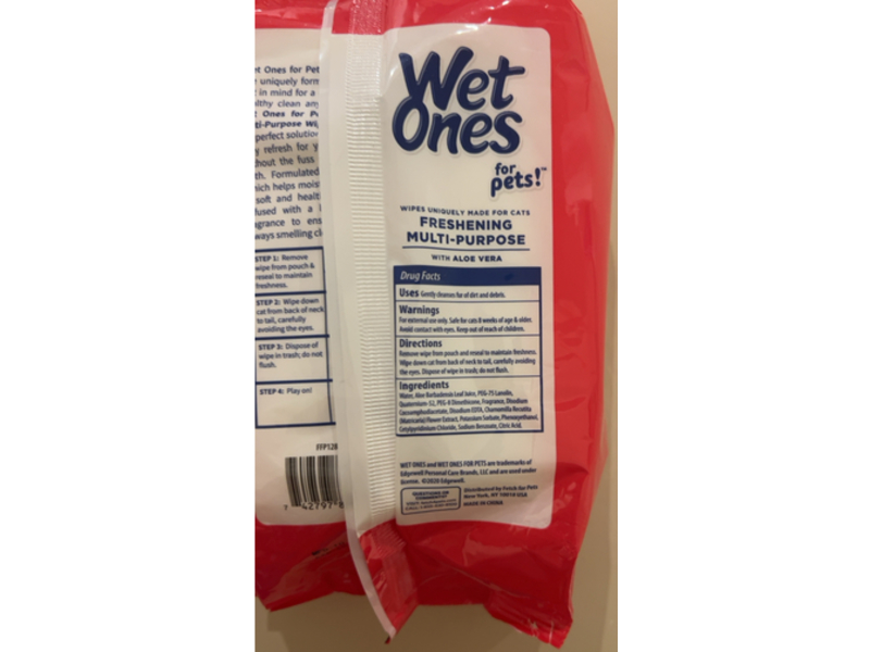 Wet Ones Pets Freshening Multipurpose Wipes, Aloe Vera, 100 Count