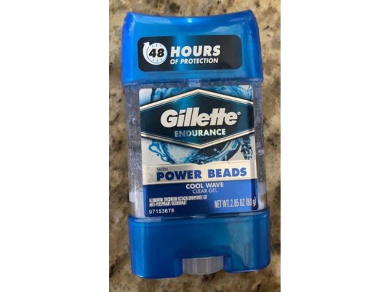 Gillette Endurance With Power Beads Antiperspirant Deodorant, Cool Wave, 2.85 oz/80 g