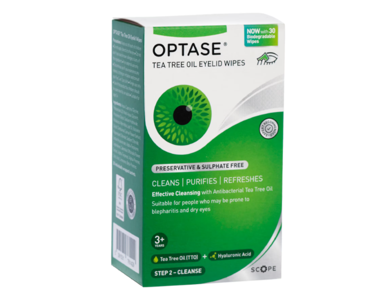 Optase Eyelid Wipes, Tree Oil, 30 Count