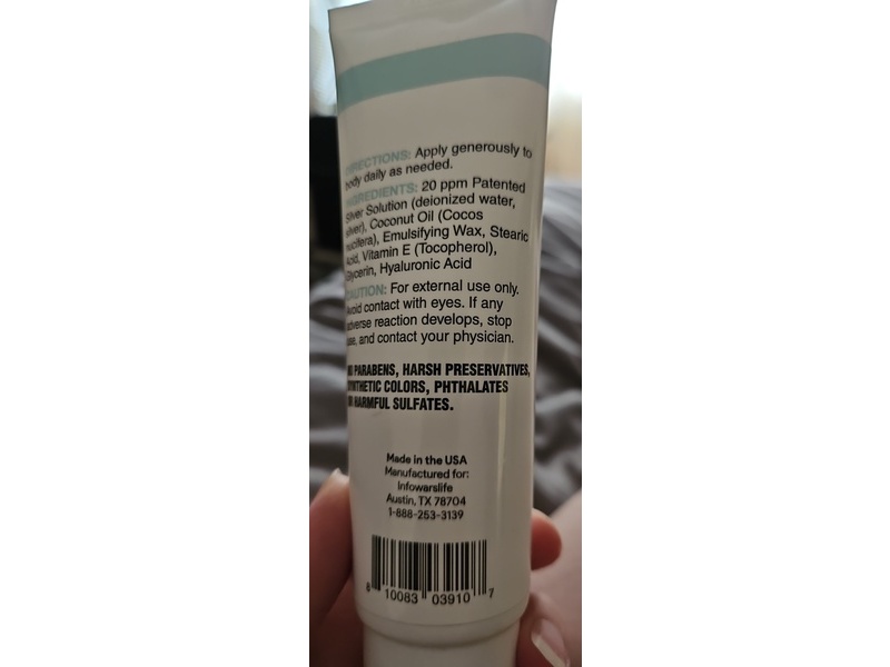Infowars Life Super Silver Skin Cream, Unscented, 3.4 oz/96 g