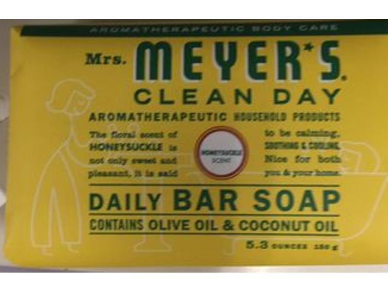 Mrs. Meyer's Clean Day Daily bar soap, Olive Oil & Coconut Oil, Honeysuckle Scent, 5.3 oz/150 g