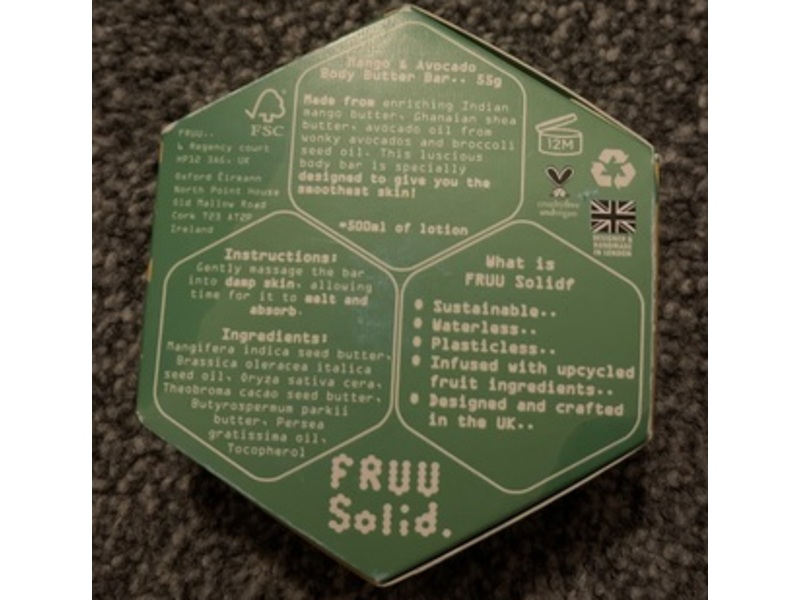 Fruu Mango & Avocado Body Butter Bar, 55 g