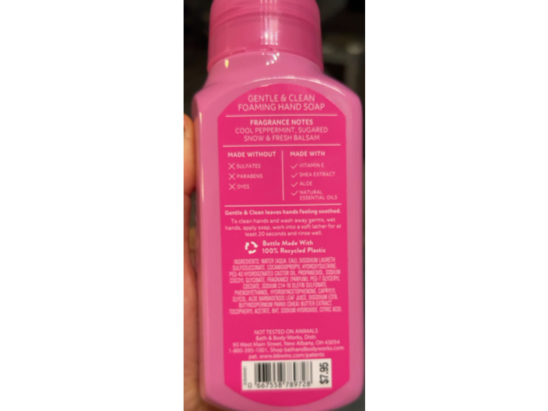 Bath & Body Works Twisted Peppermint Foaming Hand Soap, Gentle & Clean, 8.75 fl oz/259 mL