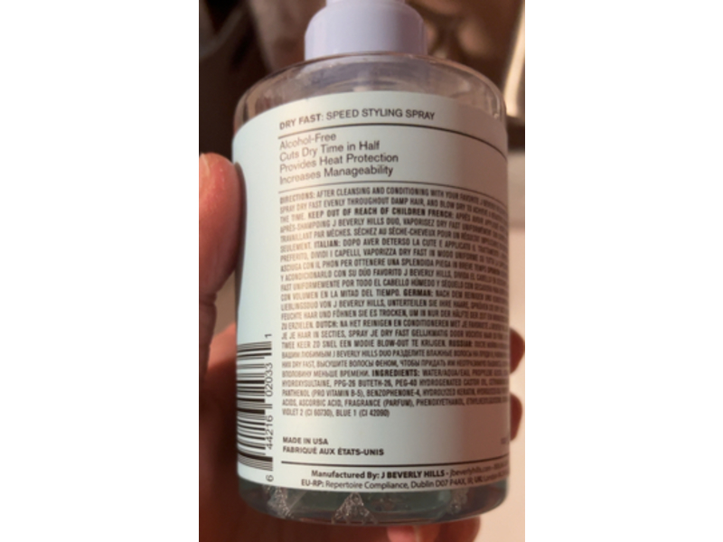 J Beverly Hills Speed Styling Spray, Dry Fast, 7 fl oz/210 mL