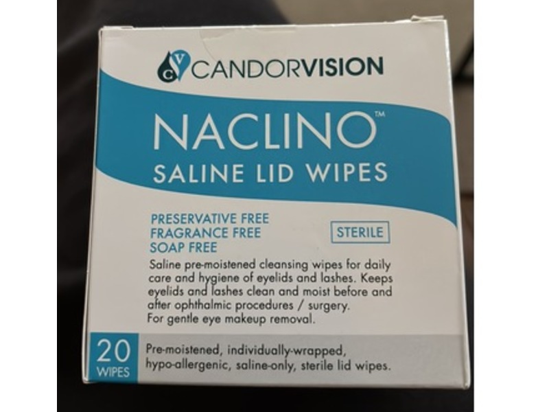 Candorvision Naclino Saline Lid Wipes, 20 Count