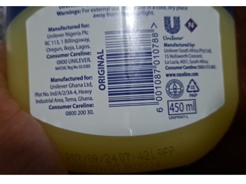 Vaseline Original Petroleum Jelly, 450 mL