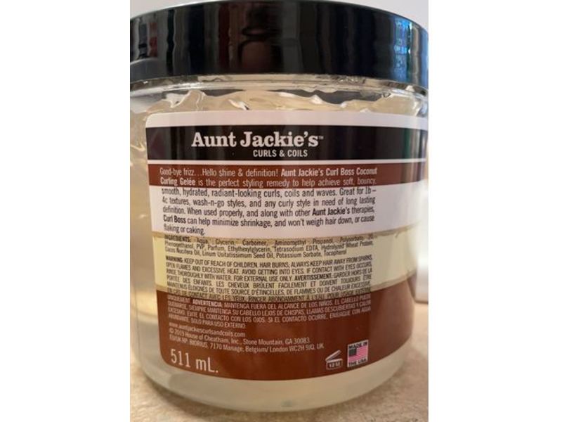 Aunt Jackie's Coconut Creme Recipes Curl Boss Coconut Curling Gel, 18 oz/511 g