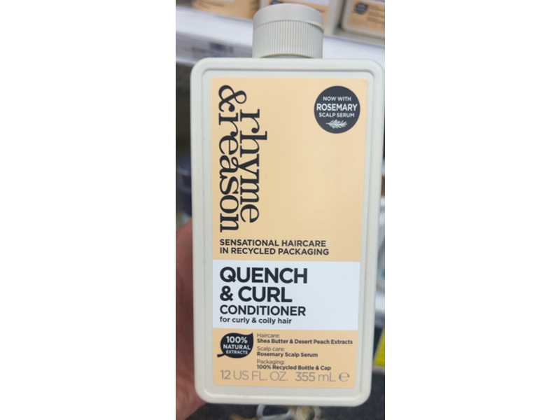 Rhyme & Reason Quench & Curl Conditioner, Shea Butter & Desert Peach Extracts, 12 fl oz/355 mL