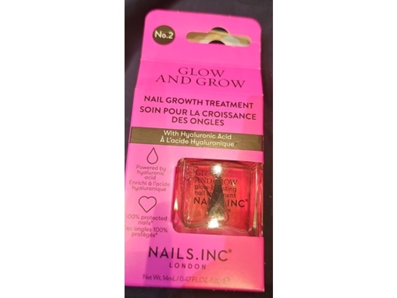 Nails Inc Glow & Grow Nail Growth Treatment, Hyaluronic Acid, 0.47 fl oz/14 mL