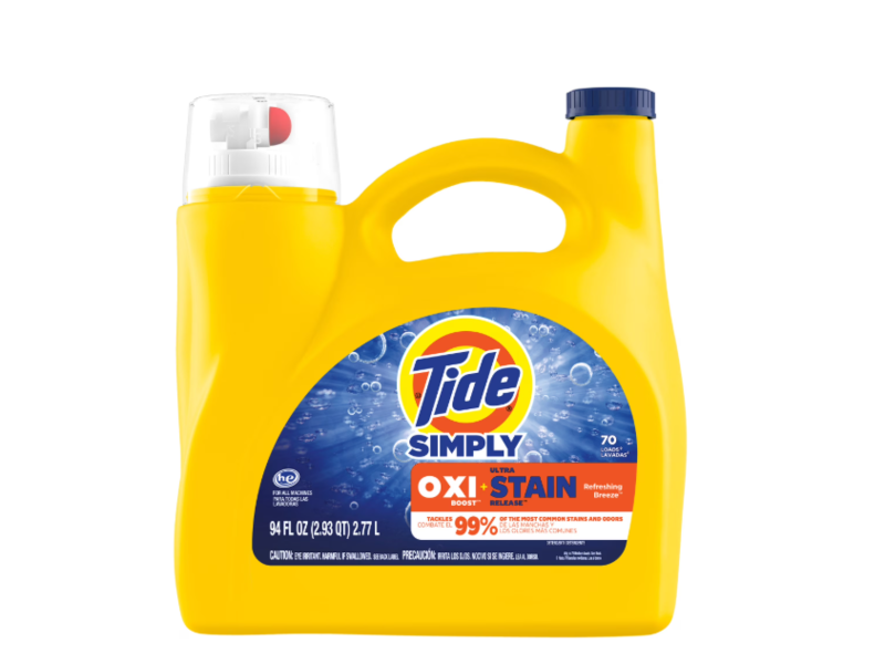 Tide Simply Oxi Boost + Ultra Stain Release, Refreshing Breeze, 70 Loads, 94 fl oz/2.77 L