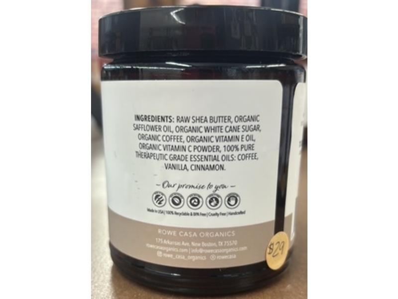 Rowe Casa Organics Exfoliating Body Scrub, Coffee + Vanilla, 9 fl oz/266 mL