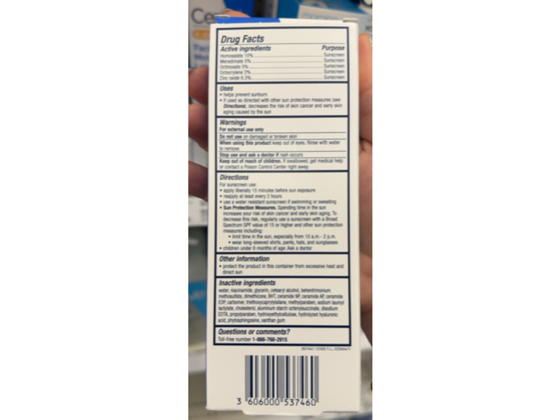 Cerave Facial Moisturizing Lotion, Ceramides, Niacinamide & Hyaluronic Acid, 3 fl oz/89 mL