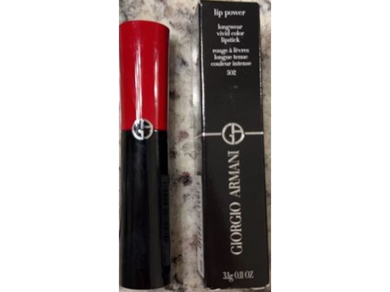 Giorgio Armani Lip Power Vivid Color Lipstick, 502, 0.11 g/3.1 g