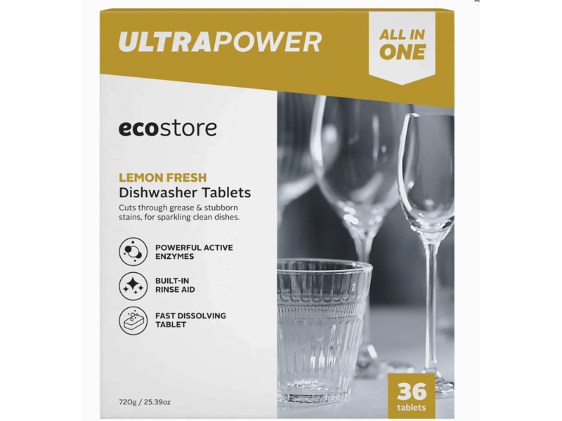 Ecostore Ultrapower All In One Dishwasher Tablets, Lemon Fresh, 25.30 oz/720 g, 36 Count