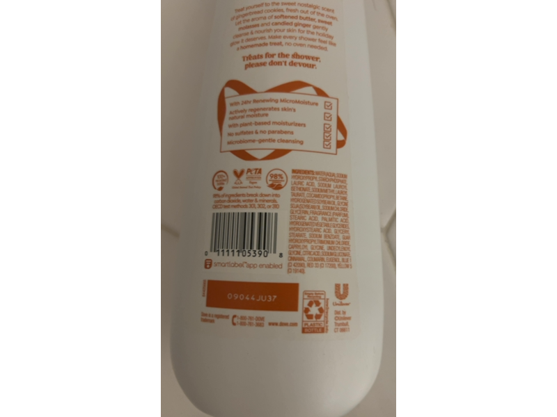 Dove Body Wash, Gingerbread Delight, 20 fl oz/591 mL