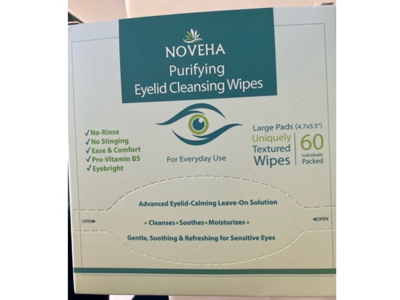 Noveha Purifying Eyelid Cleansing Wipes, 60 Count