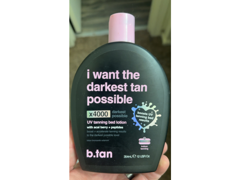 b.Tan Uv Tanning Bed Lotion, Acai Berry + Peptides, 12 fl oz/354 mL