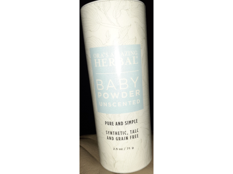 Ora's Amazing Herbal Baby Powder, Unscented, Pure & Simple, 2.5 oz/71 g