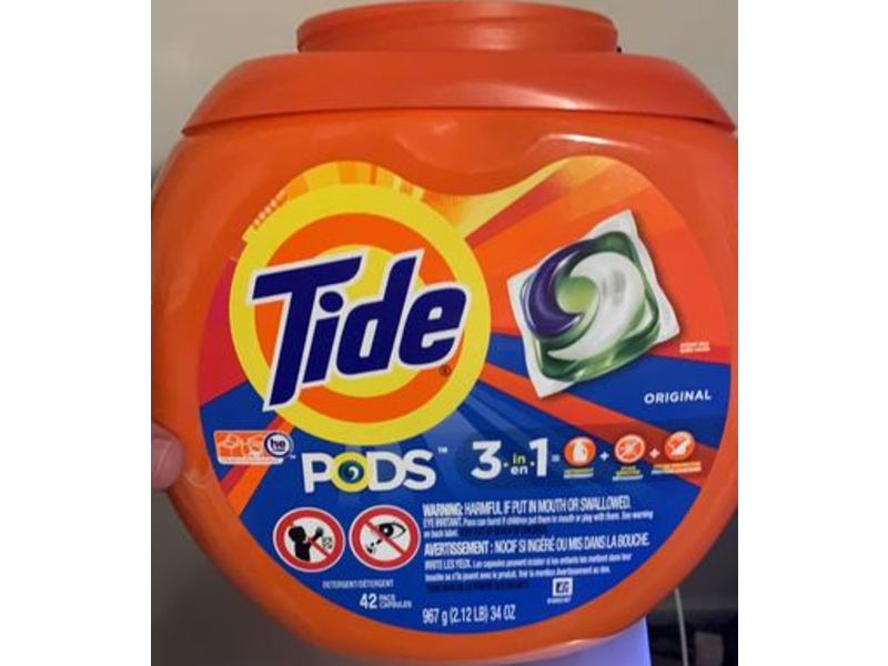 Tide Pods 3-In-1 Laundry Detergent, Original, 34 oz/967 g, 42 Pacs