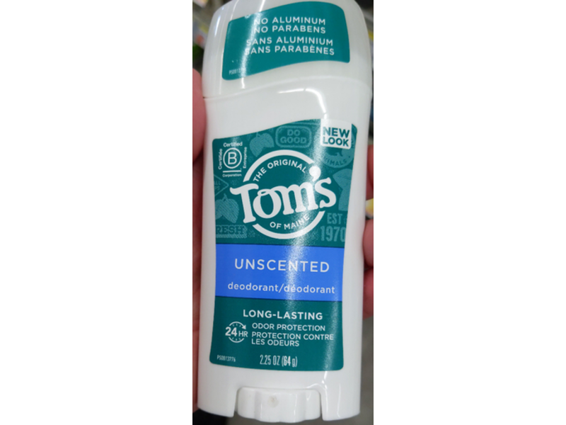 Tom's Of Maine Deodorant, 24Hr Long-Lasting, Unscented, 2.25 oz/64 g