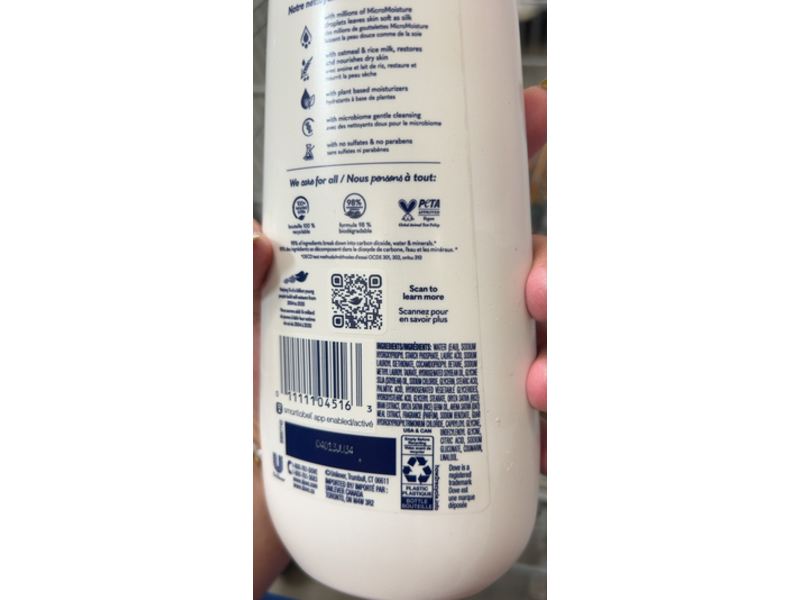 Dove Calming Moisturizes Body Wash, Oatmeal & Rice Milk, 20 fl oz/591 mL