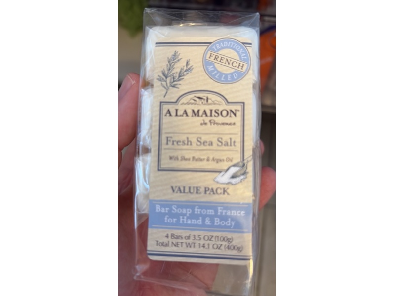A La Maison de Provence Body & Hand Soap, Fresh Sea Salt, 3.5 oz/100 g, 12 Count