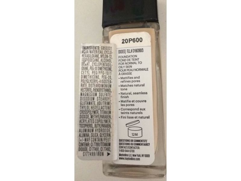 Maybelline New York Fit Me Matte Plus Poreless Foundation, Light Beige, 1 fl oz/30 mL